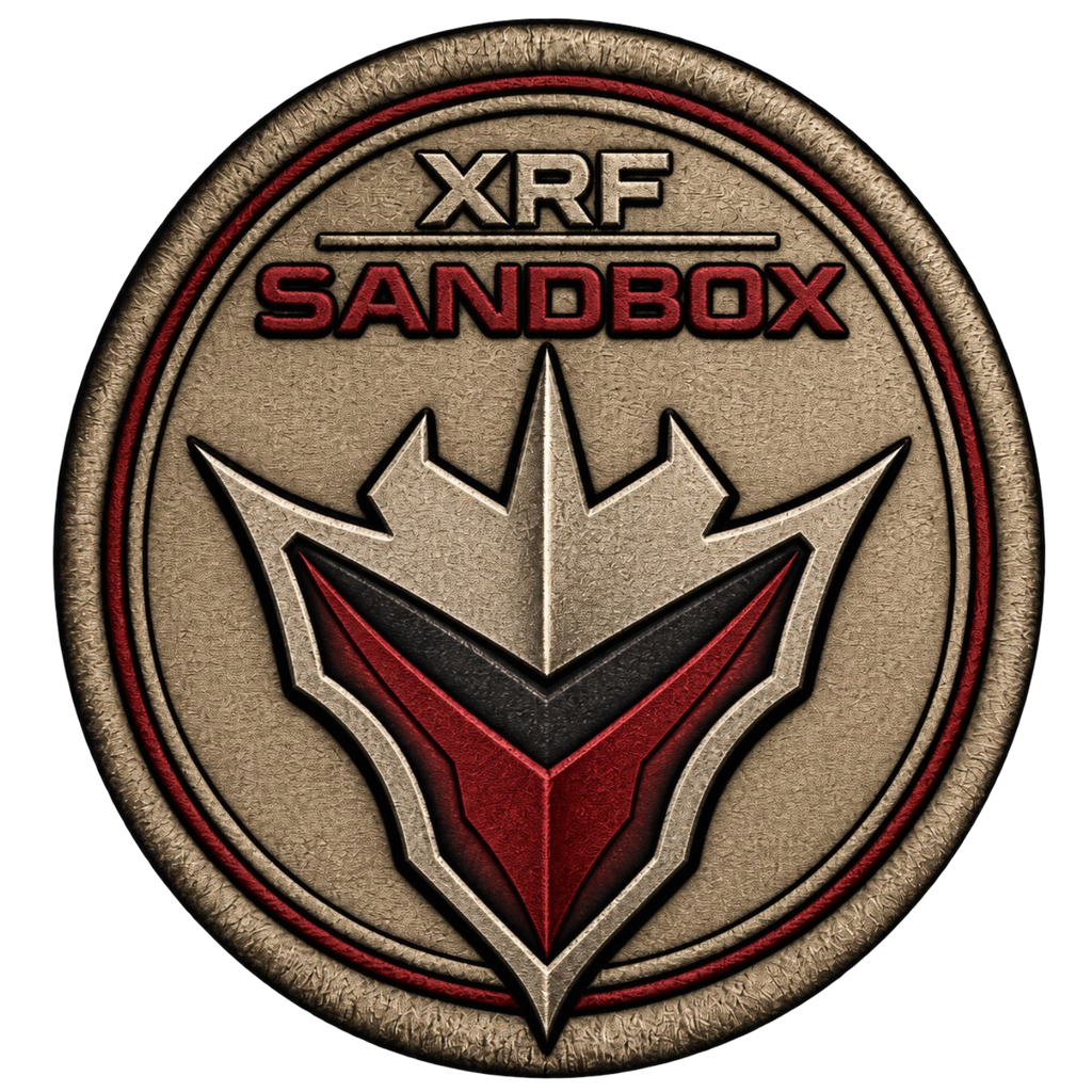 Parche bordado XRF Sandbox emblema de punta de lanza en arena y dorado (talla única)