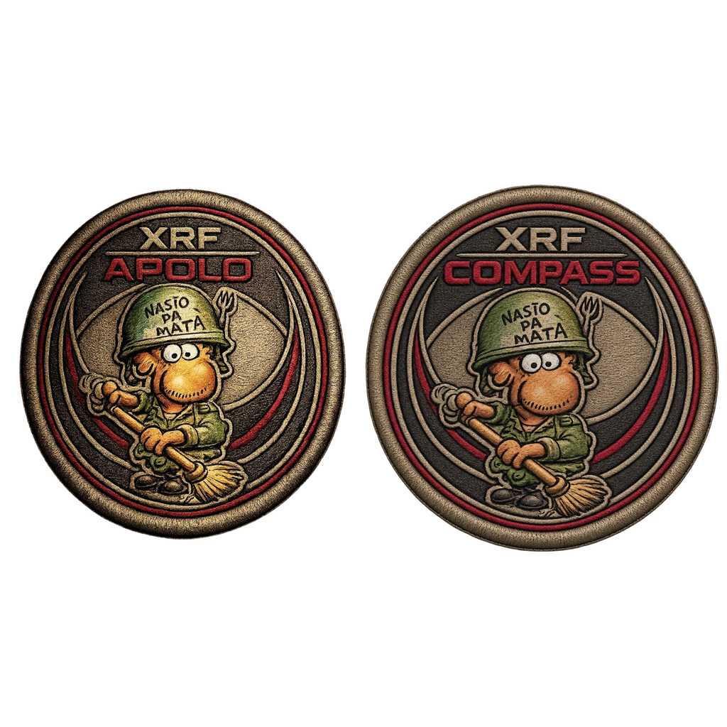 XRF Apolo & Compass “Nasío Pa Matá” Barracks Satire Embroidered Patch Set – 2-Pack