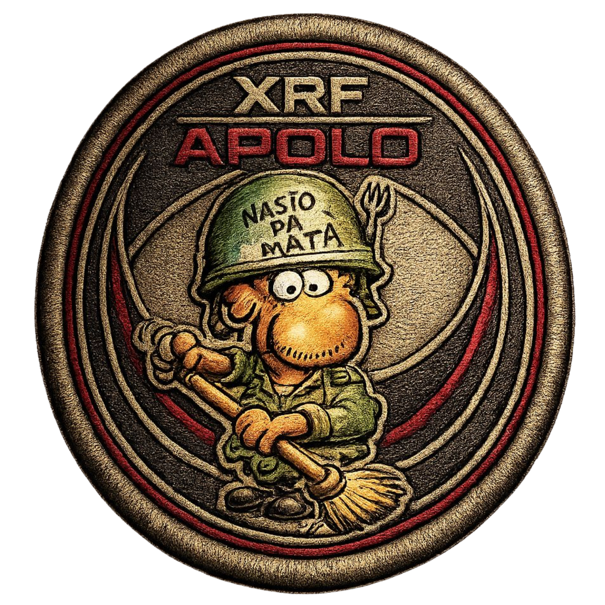 XRF Apolo & Compass “Nasío Pa Matá” Barracks Satire Embroidered Patch Set – 2-Pack